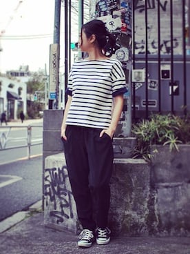 「SILAS（サイラス）のアイテム（Tシャツ/カットソー）」を使った、anzaiさん（レディース・156cm）の春コーディネート