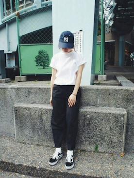 「SILAS（サイラス）のアイテム（Tシャツ/カットソー）」を使った、anzaiさん（レディース・156cm）の夏コーディネート