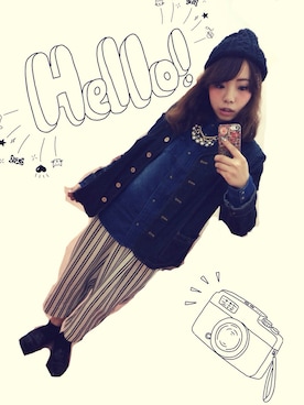 「w closet」｜「アイテム（ニットキャップ/ビーニー）」を使った、1299(アカリ)さん（レディース・152cm）の冬コーディネート