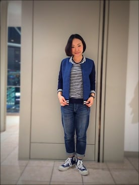 「Rinajour（リナジュール）のアイテム（スタジャン）」を使った、kuboさん（レディース・162cm）の春コーディネート