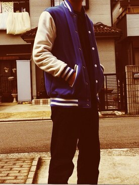 「AAPE BY A BATHING APE（エーエイプバイアベイシングエイプ）のアイテム（スタジャン）」を使った、マツオカさん（メンズ・165cm）の春コーディネート