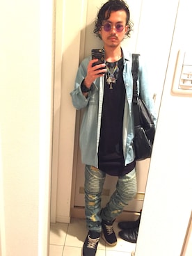 「NO ID.（ノーアイディ）のアイテム（タンクトップ）」を使った、YUTA_NYさん（メンズ・165cm）の夏コーディネート