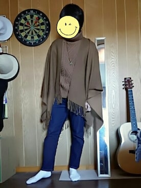 「RAGEBLUE（レイジブルー）のアイテム（ポンチョ）」を使った、ちゃんさん（メンズ・171cm）の冬コーディネート