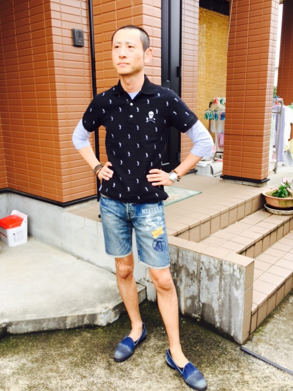 ヒステリックグラマー　スタッズ　ガール　デニム　ショートパンツ　XS MY HYSTERIC ダメージデニムショートパンツ（デニムパンツ