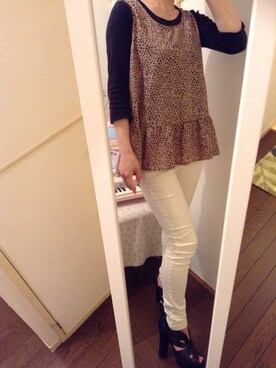 「アイテム（その他トップス、ブラウン系）」を使った、みさりんこさん（レディース・154cm）の夏コーディネート