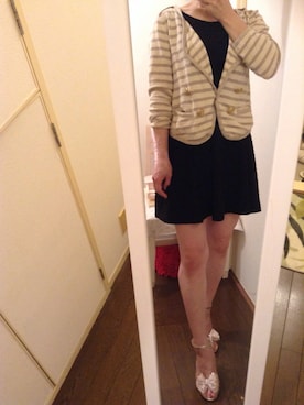 「黒ワンピ」｜「アイテム（その他アウター）」を使った、みさりんこさん（レディース・154cm）の夏コーディネート