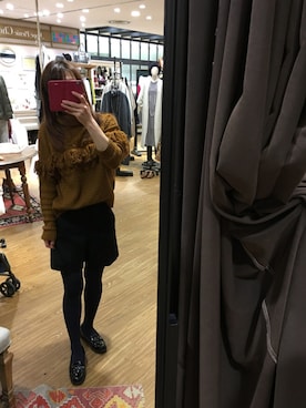 「アイテム（タイツ/ストッキング、ブルー系）」を使った、みさりんこさん（レディース・154cm）の秋コーディネート