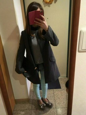 「DRESKIP（ドレスキップ）のアイテム（ステンカラーコート）」を使った、みさりんこさん（レディース・154cm）の秋コーディネート