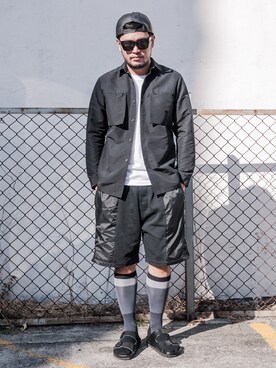 「HOLLYWOOD HEARTBREAKERのSide Zip Contrast Panels Sweat Short（パンツ、その他）」を使った、HOLLYWOODHEARTBREAKERさん（メンズ・180cm）の秋コーディネート