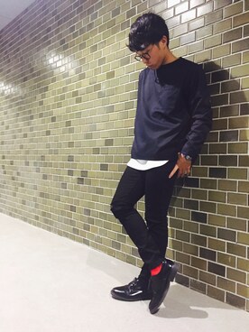 「RAGEBLUE（レイジブルー）の＜トレンドのロング丈＞ワッフルロングカットソー/733404（Tシャツ/カットソー）」を使った、SASSA さん（メンズ・167cm）の秋コーディネート