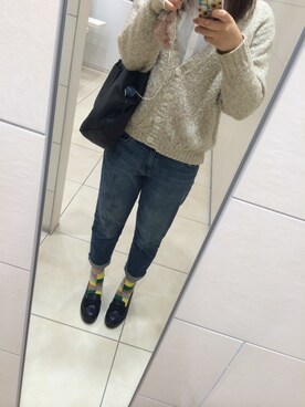 「UNIQLO（ユニクロ）のアイテム（デニムパンツ、ブルー系）」を使った、りんさん（レディース・168cm）の秋コーディネート