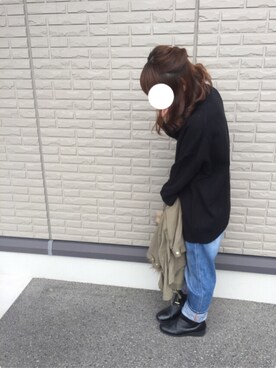 「ゆるニット」｜「アイテム（モッズコート）」を使った、yapipi☺︎さん（レディース・158cm）の秋コーディネート