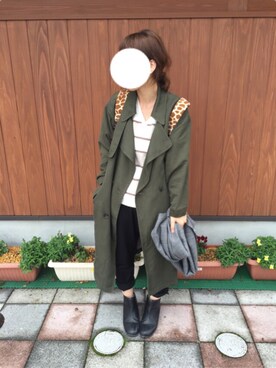 「ボーダーニット」｜「アイテム（トレンチコート）」を使った、yapipi☺︎さん（レディース・158cm）の秋コーディネート