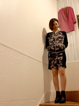 「迷彩コーデ」｜「アイテム（アクセサリー）」を使った、レーヴルさん（レディース・163cm）の秋コーディネート