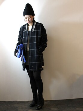 「ニット帽コーデ」｜「アイテム（その他アウター）」を使った、レーヴルさん（レディース・163cm）の冬コーディネート