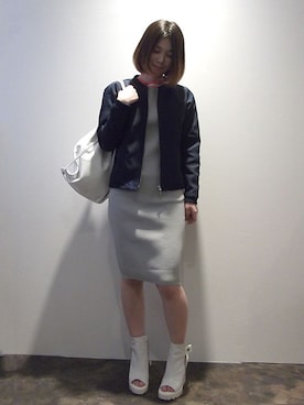 「NINE（ナイン）のアイテム（ブルゾン）」を使った、レーヴルさん（レディース・163cm）の冬コーディネート