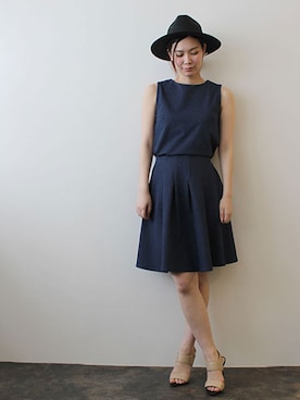 「アイテム（タンクトップ、ブルー系）」を使った、レーヴルさん（レディース・163cm）の春コーディネート