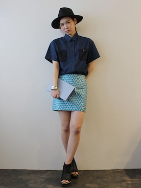 「NINE（ナイン）のアイテム」を使った、レーヴルさん（レディース・163cm）の春コーディネート