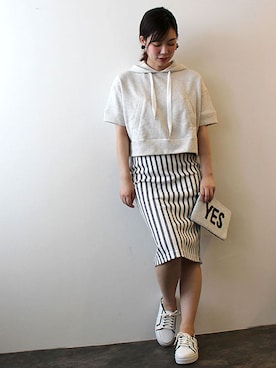 「NINE（ナイン）のアイテム」を使った、レーヴルさん（レディース・163cm）の夏コーディネート