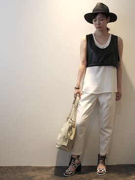 「NINE（ナイン）のアイテム」を使った、レーヴルさん（レディース・163cm）の夏コーディネート
