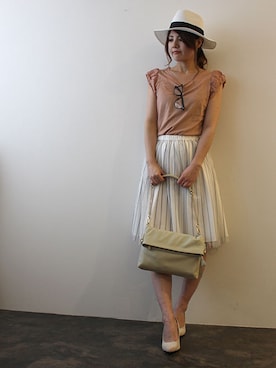 「フレアースカート」｜レーヴルさん（レディース・160cm）の夏コーディネート