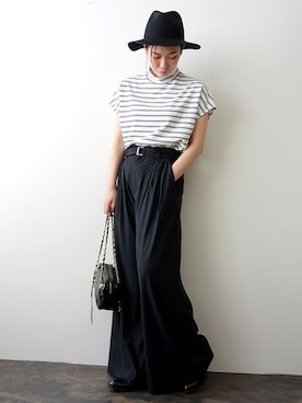 「ブラック×ホワイト」｜「アイテム（その他シューズ）」を使った、レーヴルさん（レディース・163cm）の夏コーディネート