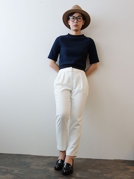 「ネイビー×ホワイト」｜レーヴルさん（レディース・163cm）の夏コーディネート