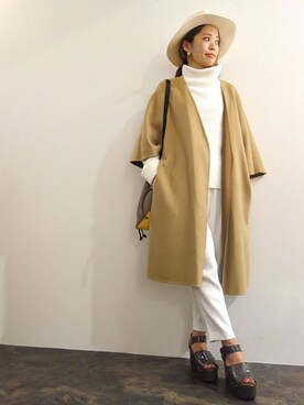 「NINE（ナイン）のアイテム（その他アウター）」を使った、レーヴルさん（レディース・158cm）の秋コーディネート