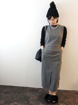 「ファーサンダル」｜レーヴルさん（レディース・163cm）の秋コーディネート