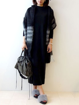 「ファーサンダル」｜レーヴルさん（レディース・158cm）の秋コーディネート