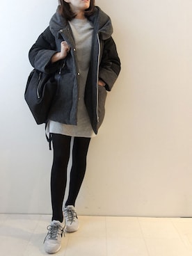 「NINE（ナイン）のアイテム（その他アウター）」を使った、レーヴルさん（レディース・158cm）の冬コーディネート