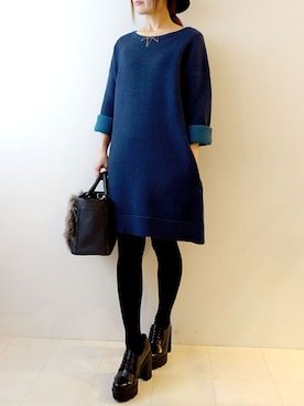 「NINE（ナイン）のアイテム」を使った、レーヴルさん（レディース・160cm）の冬コーディネート