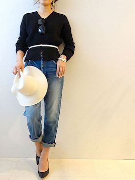 「ボーイフレンドデニム」｜レーヴルさん（レディース・158cm）の冬コーディネート