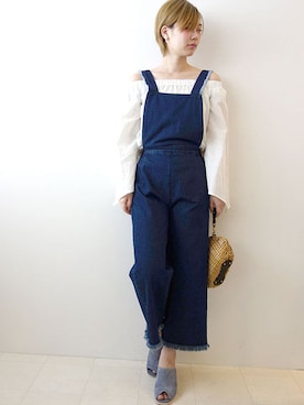 「フレア」｜「アイテム（オールインワン・サロペット）」を使った、レーヴルさん（レディース・163cm）の春コーディネート