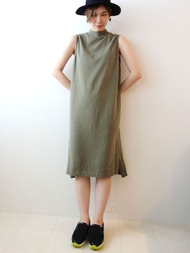 「アイテム（ワンピース/ドレス、グリーン系）」を使った、レーヴルさん（レディース・163cm）の夏コーディネート