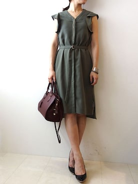 「アイテム（ボストンバッグ、レッド系）」を使った、レーヴルさん（レディース・158cm）の夏コーディネート