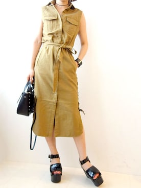 「アースカラー」｜「アイテム（ワンピース/ドレス）」を使った、レーヴルさん（レディース・158cm）の夏コーディネート