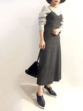 「NINE（ナイン）のアイテム」を使った、レーヴルさん（レディース・158cm）の秋コーディネート