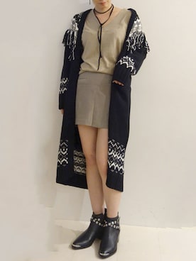 「ロングカーディガン」｜レーヴルさん（レディース・163cm）の秋コーディネート