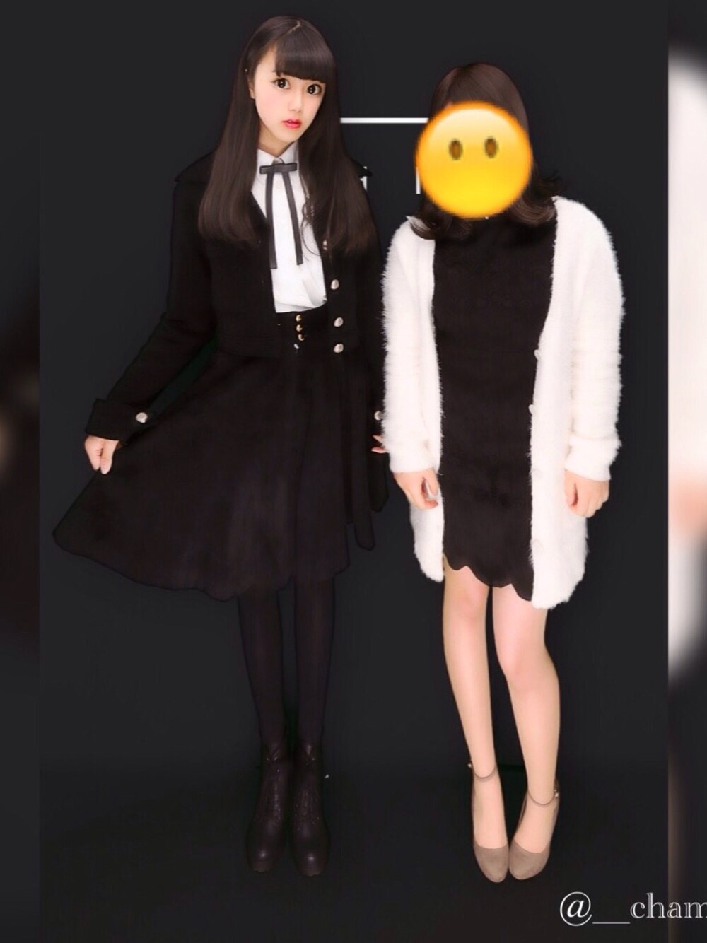 「冬コーデ、黒、black、ライダースジャケット、ヒール、厚底、チョーカー、Tシャツ、襟付きトップス」｜「shinkawa co.,ltdのアイテム（スカート、ブラック系）」を使った、cham.( 14 )さん（レディース・161cm）の冬コーディネートの1枚目の写真