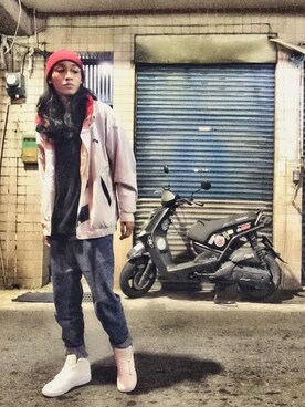 「FILA（フィラ）のアイテム（トレンチコート）」を使った、林韋丞さん（メンズ・174cm）の冬コーディネート