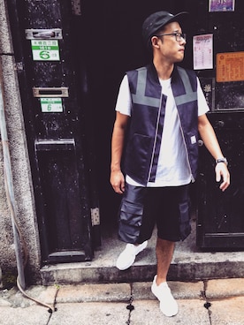 「Carhartt WIP（カーハートダブリューアイピー）のアイテム（ダウンベスト）」を使った、Wilson.Lさん（メンズ・176cm）の夏コーディネート