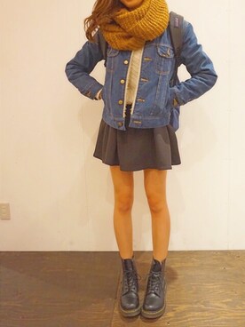 「アイテム（バックパック/リュック、シルバー系）」を使った、AKANE IINOさん（レディース・161cm）の冬コーディネート