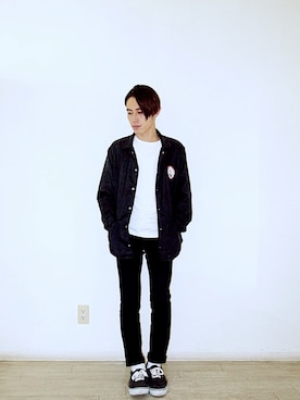 「黒ジャケット」｜フジイ カズキさん（メンズ・172cm・20代）の秋コーディネート