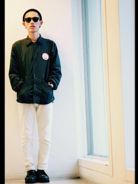 「サングラススタイル」｜「アイテム（ニットキャップ/ビーニー）」を使った、フジイ カズキさん（メンズ・172cm）の冬コーディネート