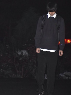 「アイテム（モカシン/デッキシューズ）」を使った、人間国宝さん（メンズ・177cm）の秋コーディネート