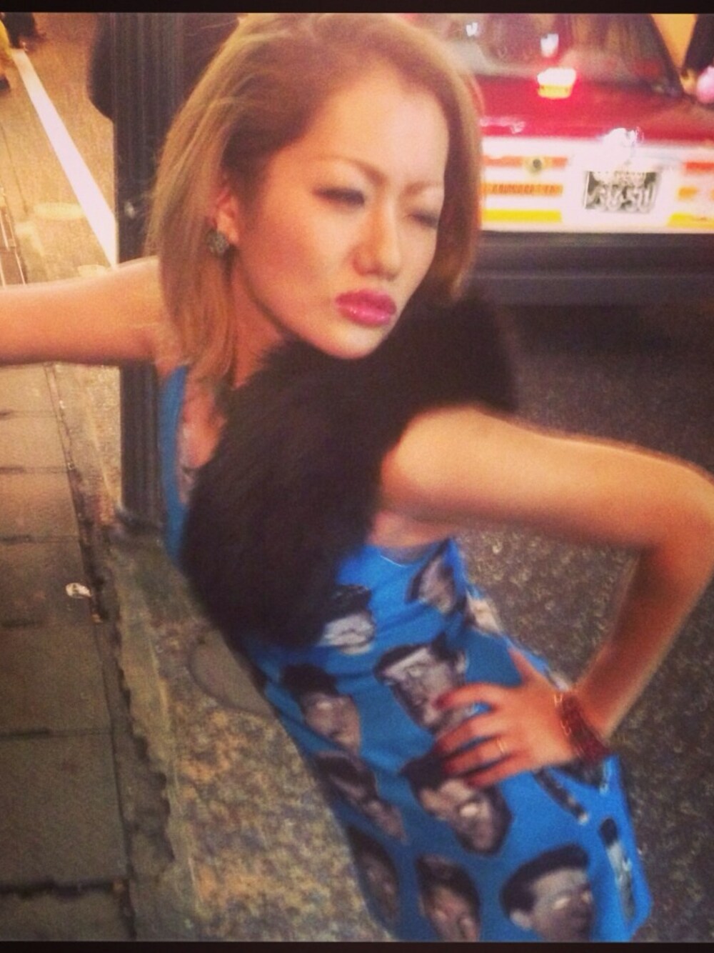 「#party#blue#birthday#drunk#bar、お出かけコーデ、ootd、ブルー」｜「WACKO MARIAのJOINT CAMISOLE（ワンピース）」を使った、woojaさん（レディース・160cm）の秋コーディネートの1枚目の写真