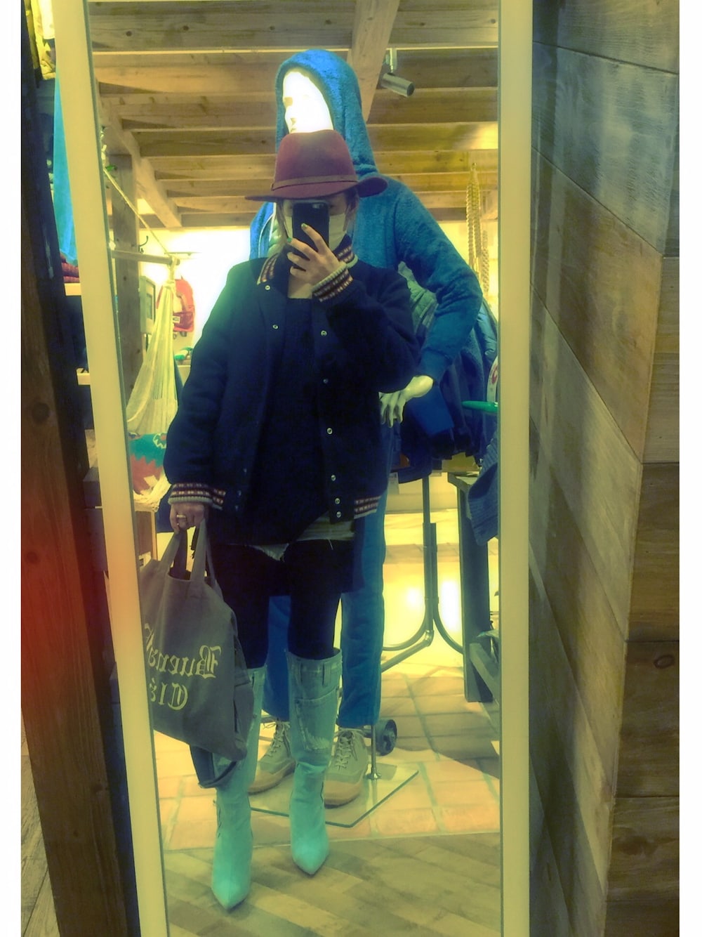 「デニム、デニムスカート、denim、bming、OFF STYLE、WACKO MARIA 、menswear、mix and match」｜「WACKO MARIAのアイテム（スタジャン、その他）」を使った、woojaさん（レディース・160cm）の冬コーディネートの1枚目の写真