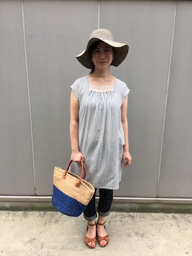 「SCALA（スカラ）のアイテム（帽子）」を使った、Relatroisさん（レディース・160cm）の夏コーディネート