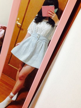 「透けトップス」｜「アイテム（サロペット/オーバーオール）」を使った、maiさん（レディース・152cm）の春コーディネート